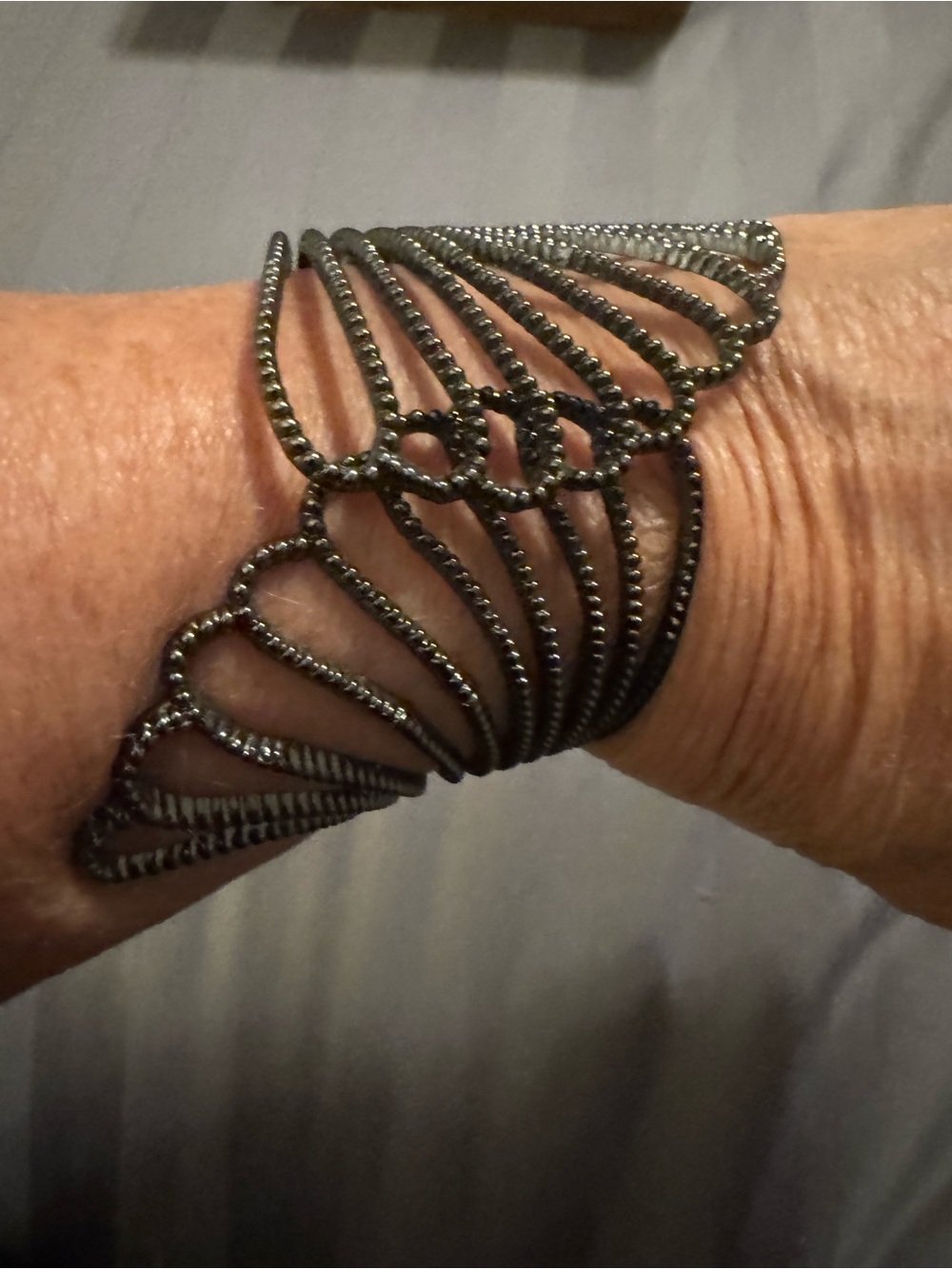 Chico's Gunmetal Openwork Cuff Bracelet